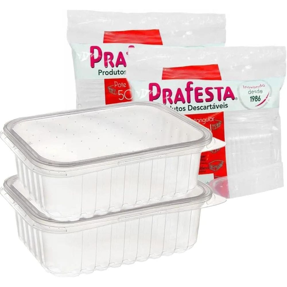 2X Marmita Embalagem Microondas Freezer 500Ml Prafesta C/24U