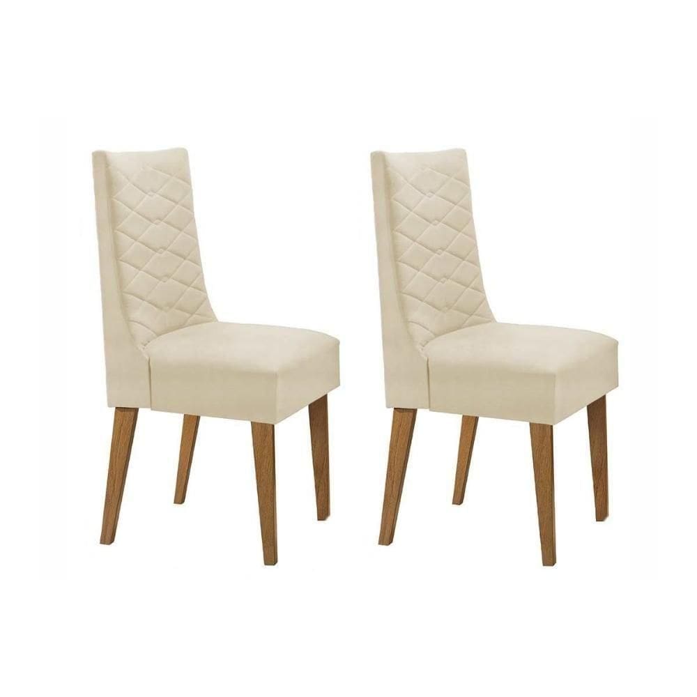 Kit 2 Cadeiras Sala Jantar Dafne 2 Un Madeira Capuccino-suede Creme - Rufato