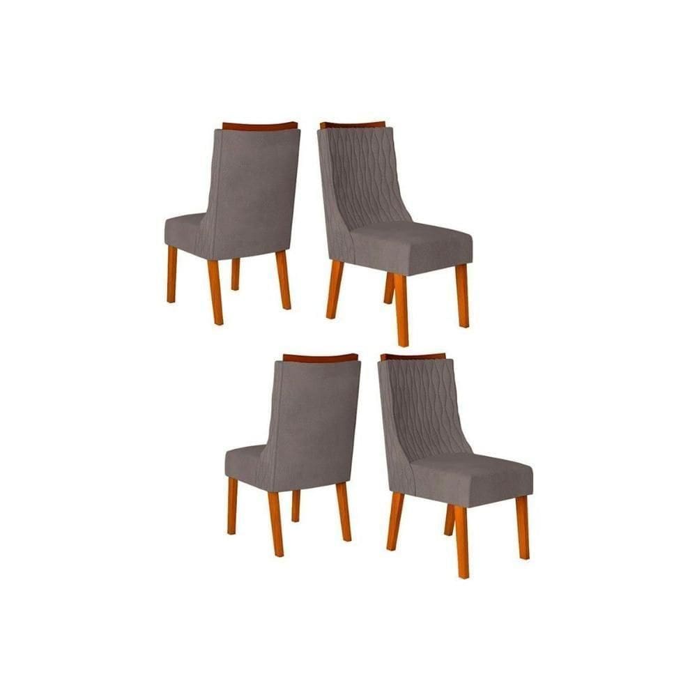 Kit 4 Cadeiras Sala Jantar Jade 4 Un Freijó-suede Lunar - Dj Móveis