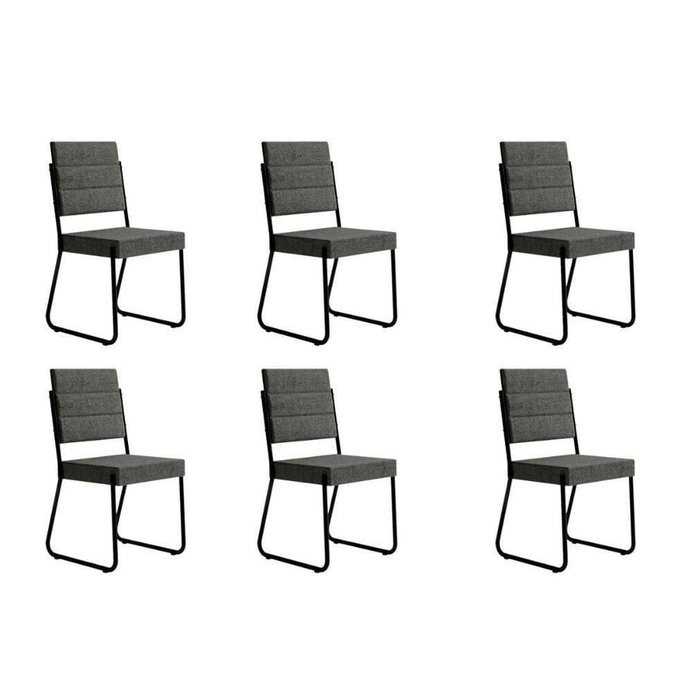 Kit 6 Cadeiras De Cozinha 1736 6 Uni Preto-grafite - Preto - Carraro
