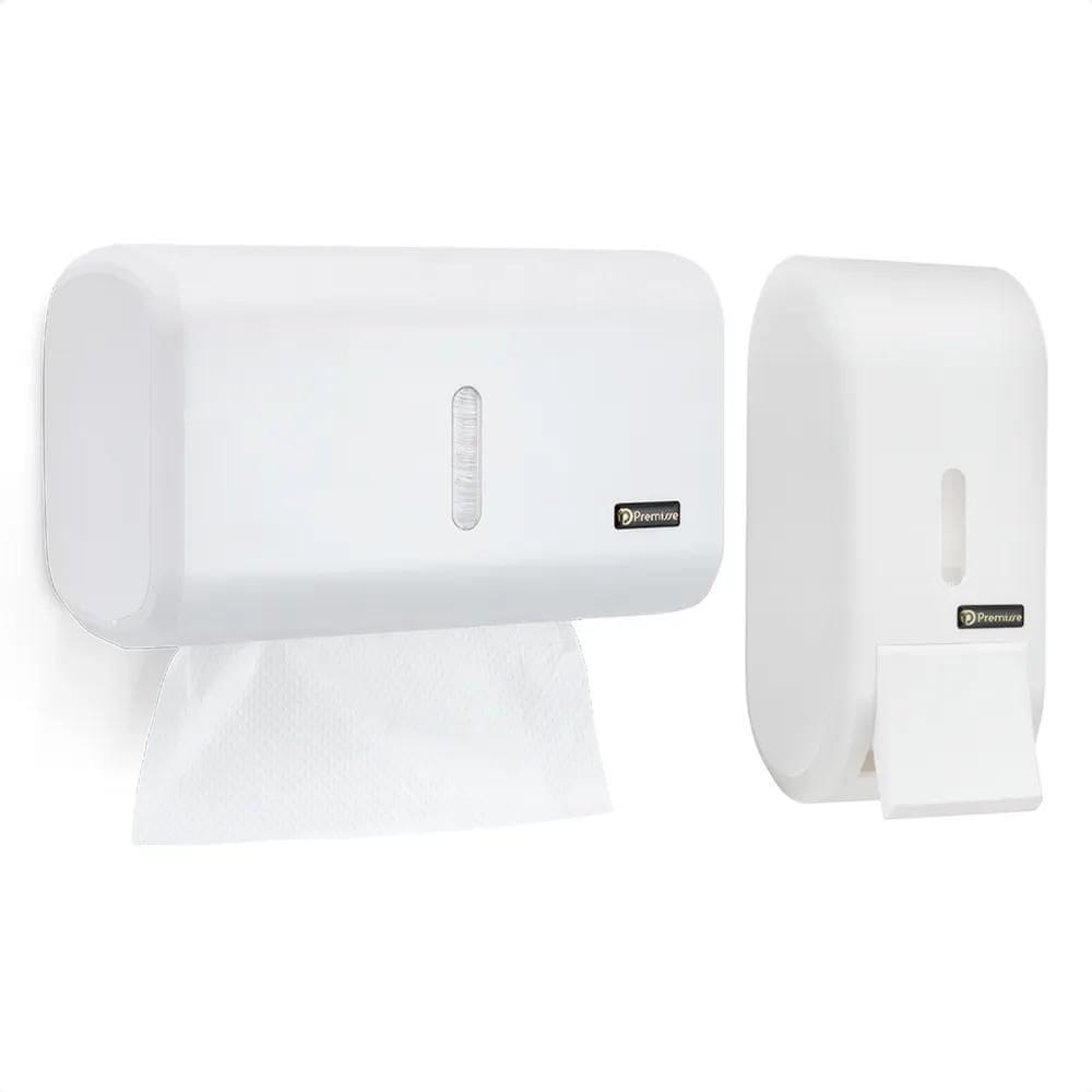 2X Porta Papel Toalha E Saboneteira Liquido Dispenser Banhei