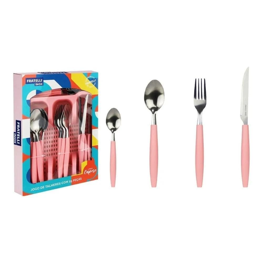 3X Jogo De Talheres Coloridos 25 Peças Fratelli Caprese Cor