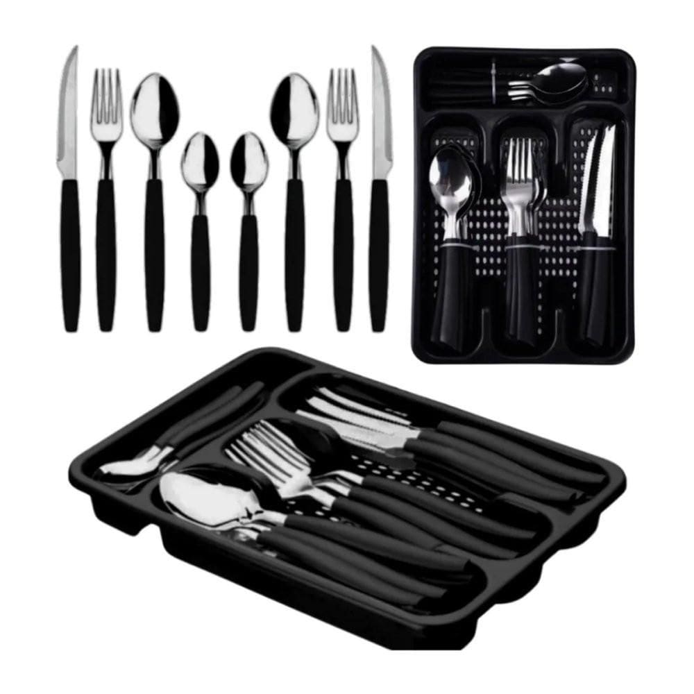 Jogo De Faqueiro Inox Com Gaveteiro 25 Peças -