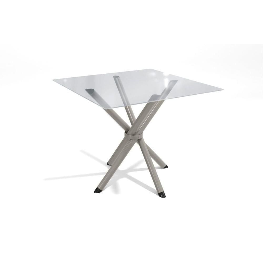 Mesa P- Cozinha Volga C- Tampo De Vidro Quadrado 90cm Niquel - Kappesberg
