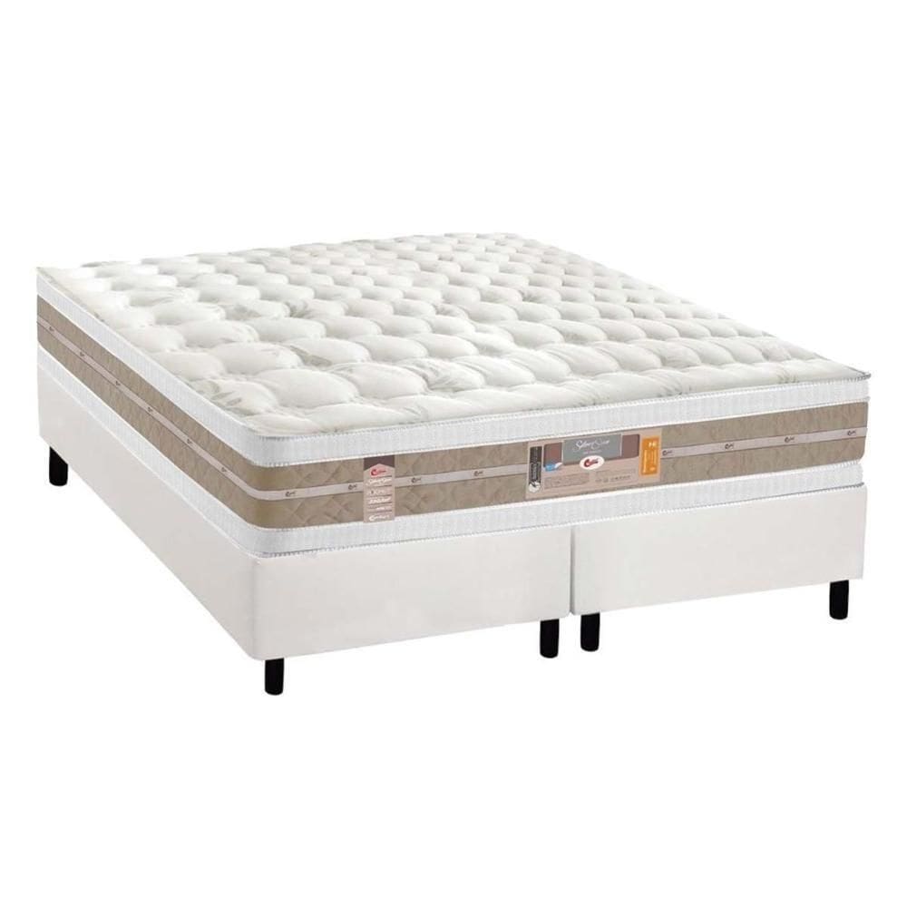 Cama Box King: Colchão Molas Ensacadas Castor Silver Star Air + Base Crc Courano White (193x203)