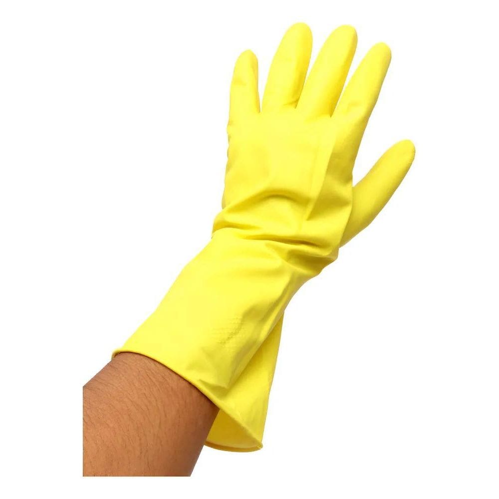 12 Pares Luva De Latex Natural Amarela Multiuso Prot Quimica