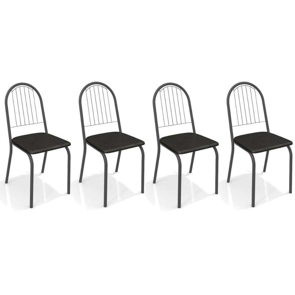 Kit 4 Cadeiras De Cozinha Noruega 2c077 4 Un Preto Fosco-courano Preto 110 - Kappesberg