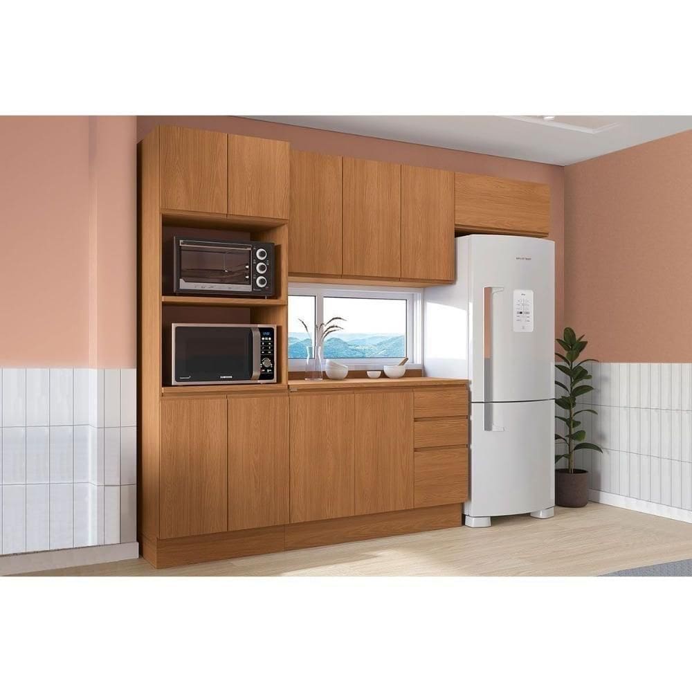 Kit Cozinha Modulada 5 Peças Ciela (2aéreos+1balcão+1torrequente+1complemento) C5p116 Canela - Kappesberg