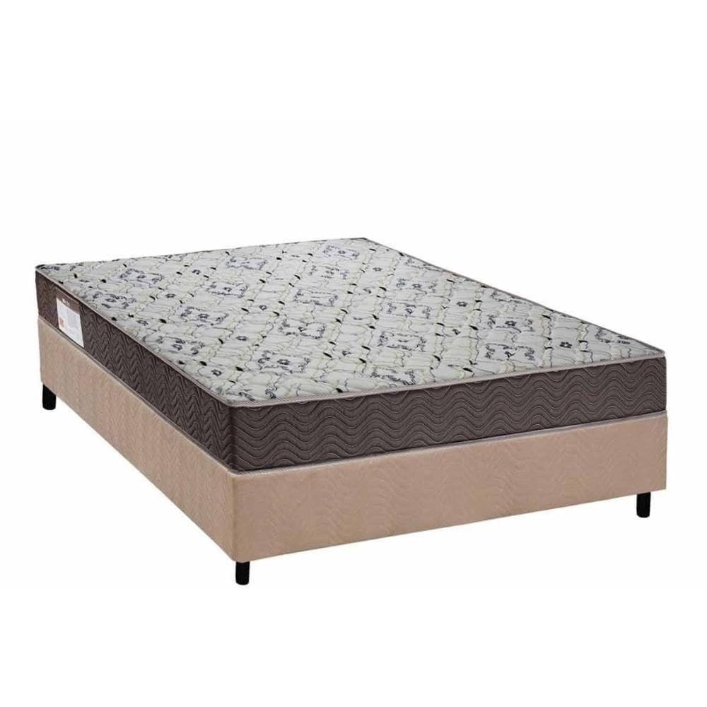 Cama Box Casal: Colchão Ortopédico Ortobom D45 Iso 150 Firme + Base Crc Suede Clean (138x188)
