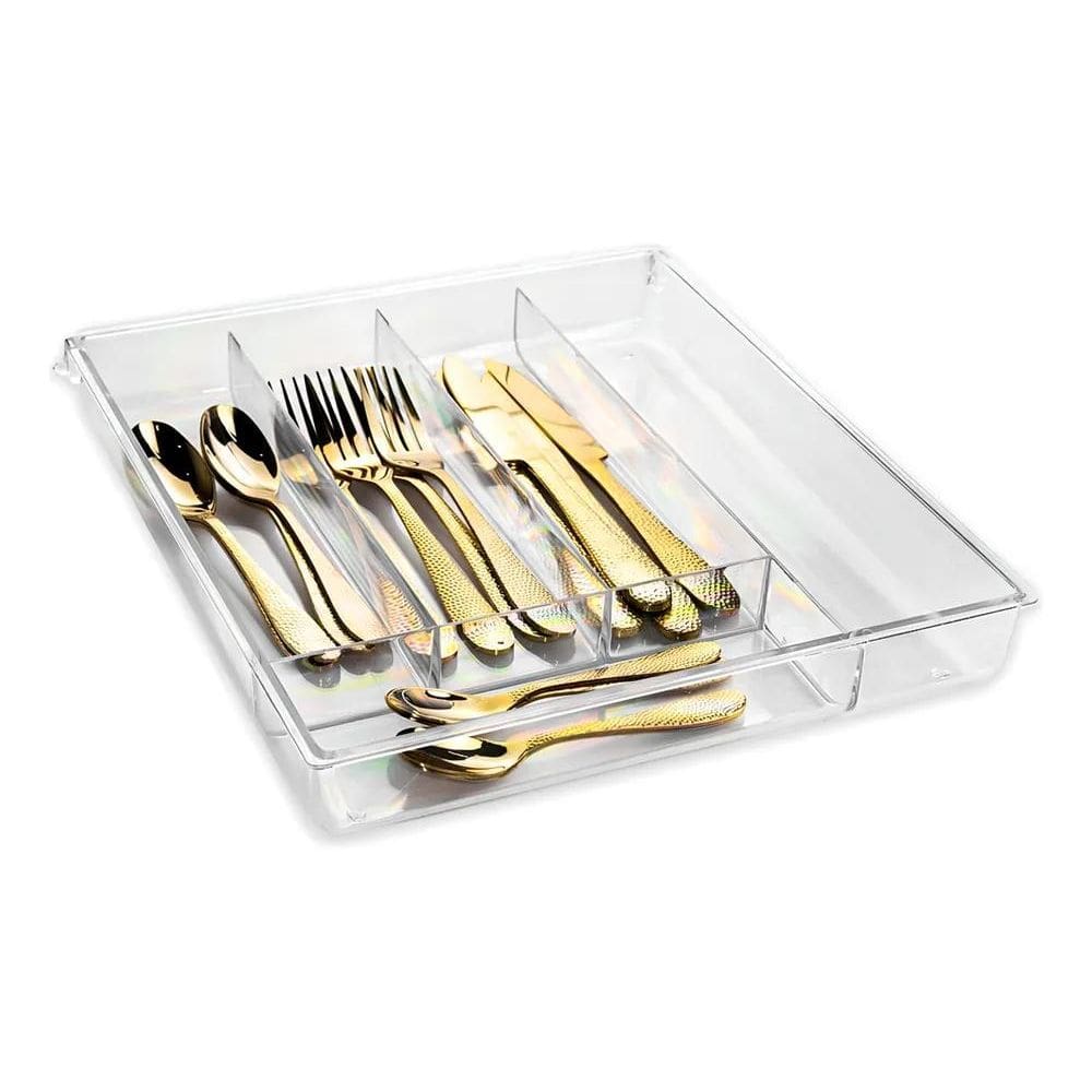 Organizador De Gavetas Talheres Acrílico 5 Divisórias Sem Ta