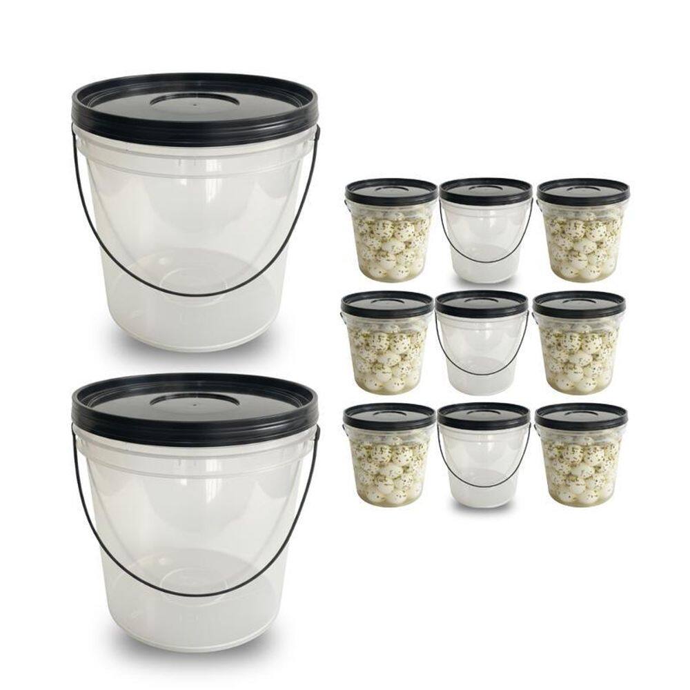 Balde 3,2L Transparente Armazenar Diversos - 9 Pçs
