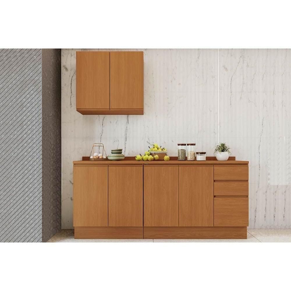 Cozinha Modulada Completa Ciela 5 Peças (1aéreo+2balcões+2complementos) C5p118 Canela - Kappesberg