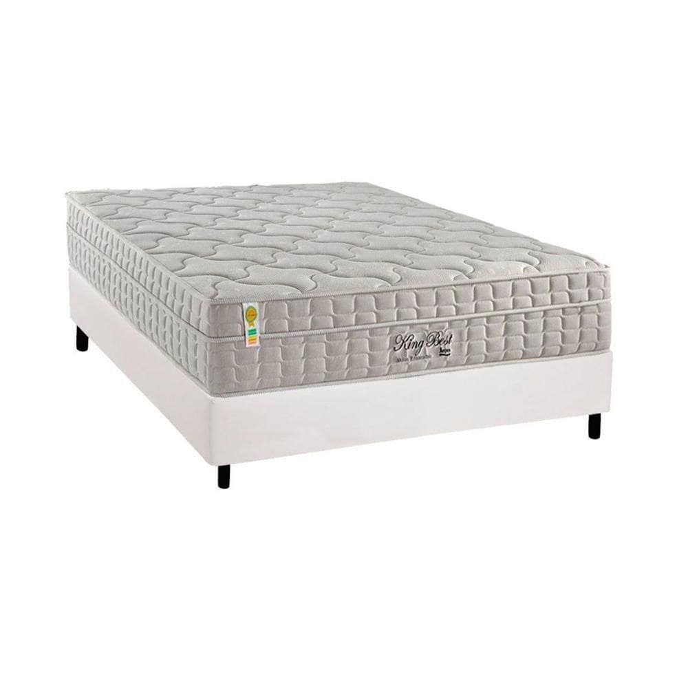 Cama Box Casal: Colchão Molas Ensacadas D Angelis King Best New Clean + Base Crc Courano White (138x188)