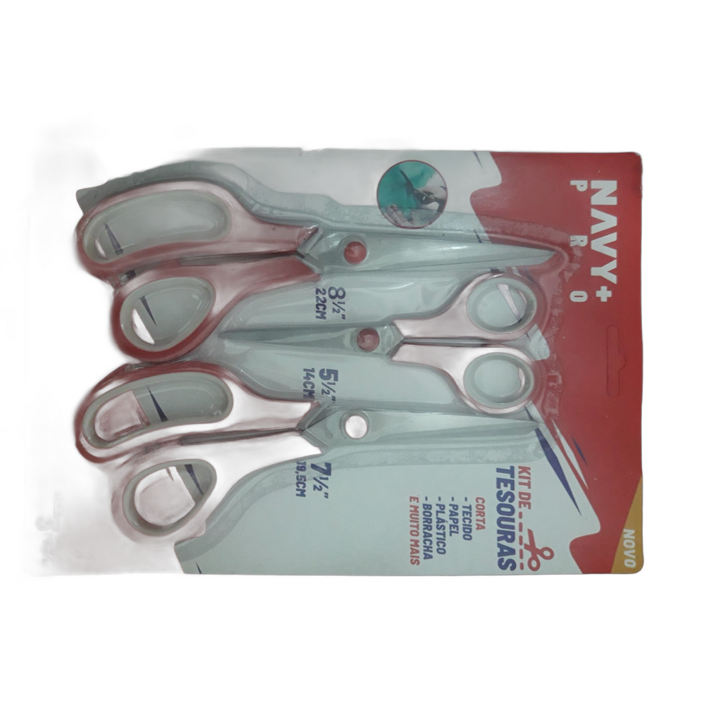 Kit De Tesoura C/ 3un Navy+pro
