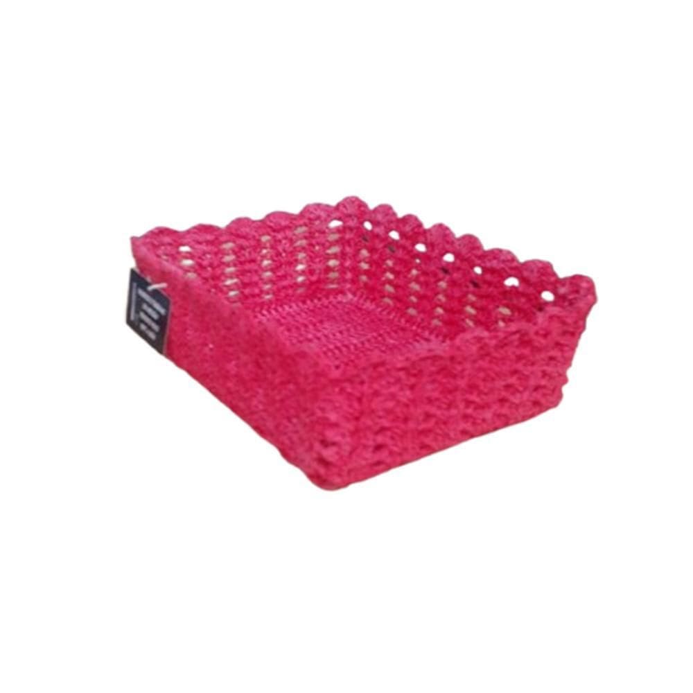 Cesto Organizador Croche Retangular 26 X 18Cm Cor A Escolher