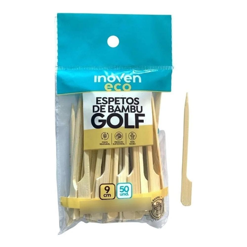 1.000 Espeto Bambu Natural Golf 9Cm Hamburgueria Festa Doces
