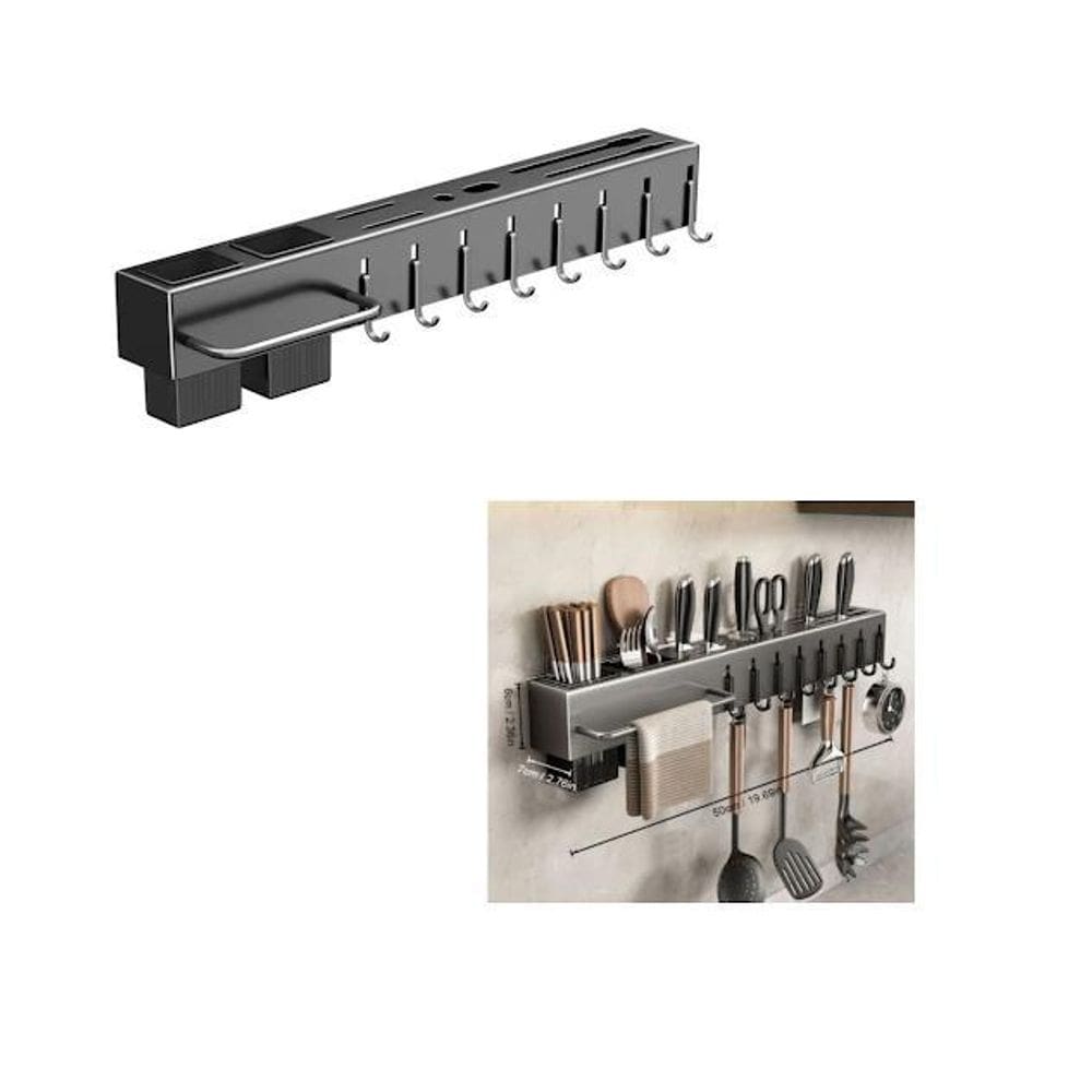 Suporte De Cozinha Com Ganchos E Talheres De Parede Metal