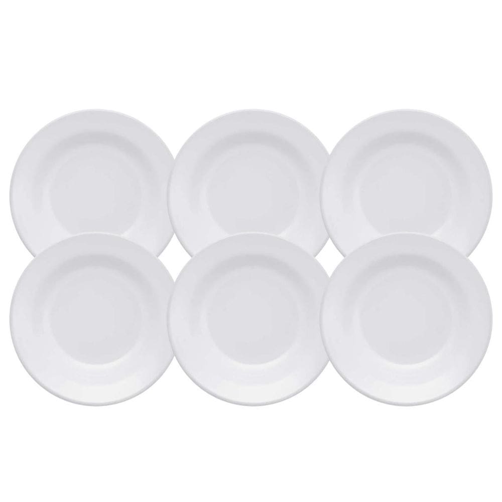 Jogo Kit De 6 Pratos Fundos 22Cm Branco Cerâmica Plus Biona