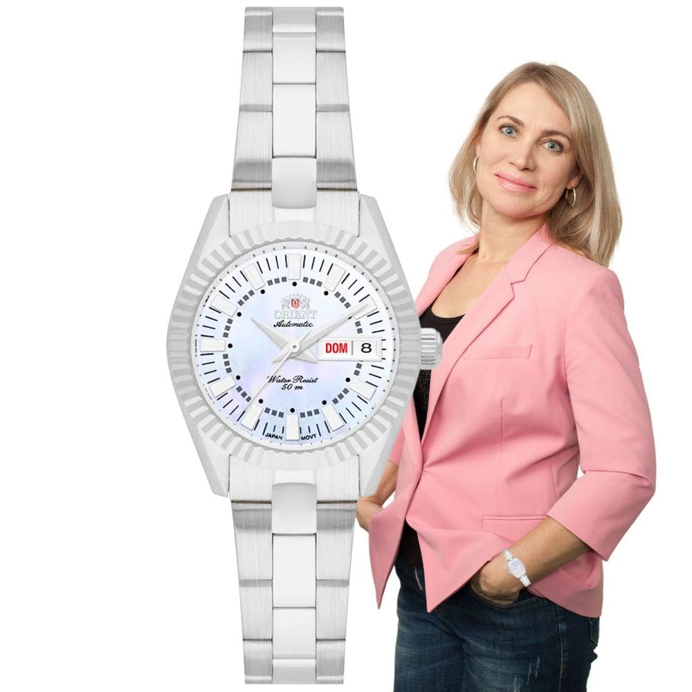 Relógio Orient Feminino Automático Pequeno Redondo Mecânico Prova D`água 50 Metros NH6SS005 B1SX