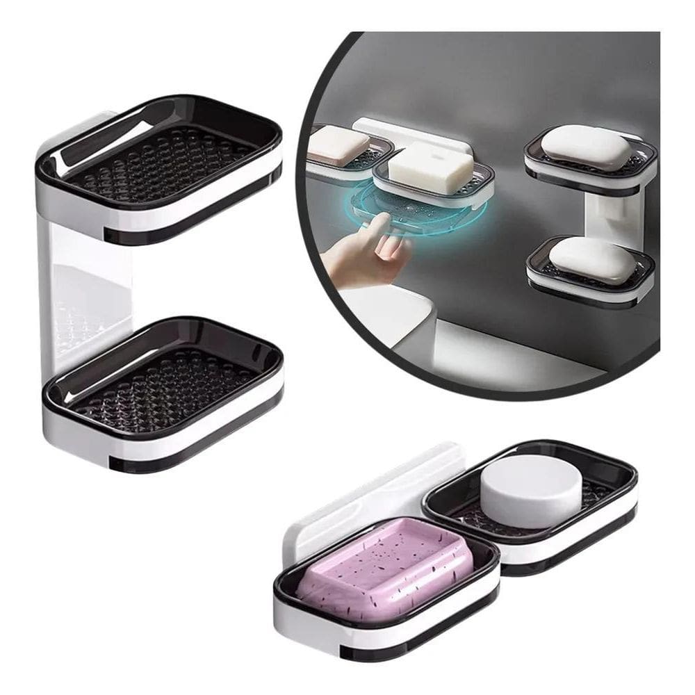 2X Porta Sabonete Saboneteira Parede Dupla Adesivo Banheiro