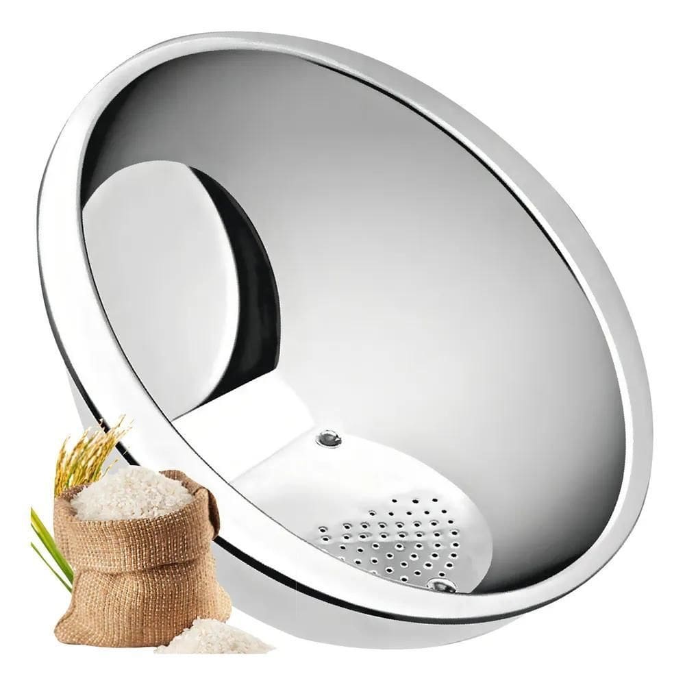 3X Escorredor Lavador De Arroz Massa Legumes Inox Alimentos