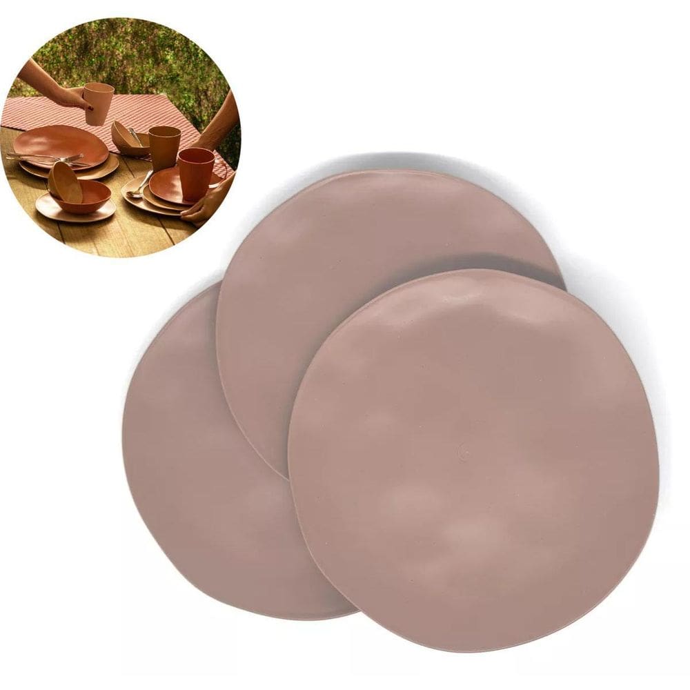 Kit 6 Prato Sobremesa De Bambu 19,5 Cm Mesa Posta