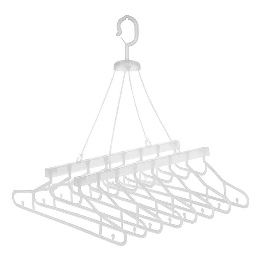 3X Varal 8 Cabides Transparente Retratil Camisa Camiseta Fac