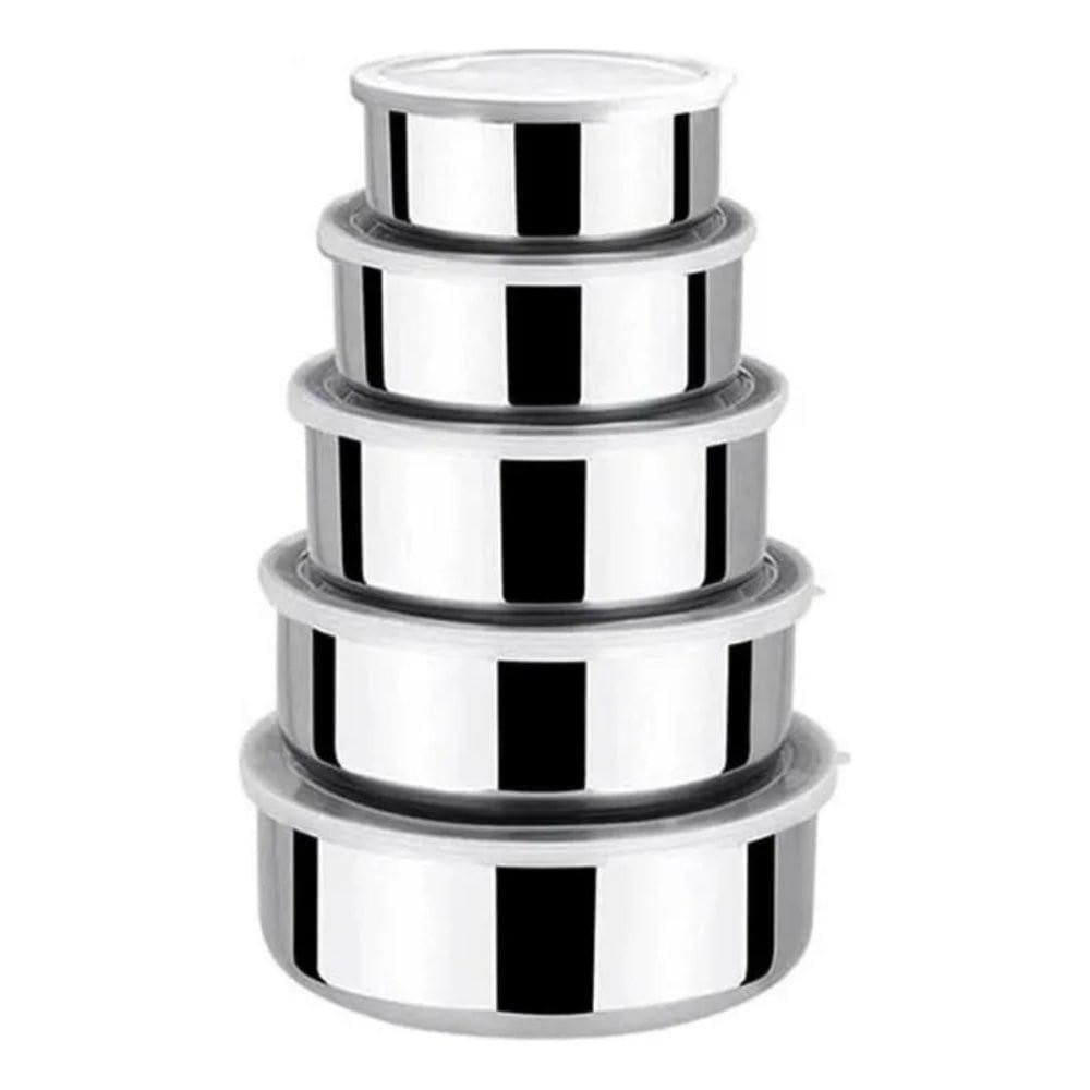 Conjunto 5 Potes Herméticos Bavaria Com Tampa - Inox