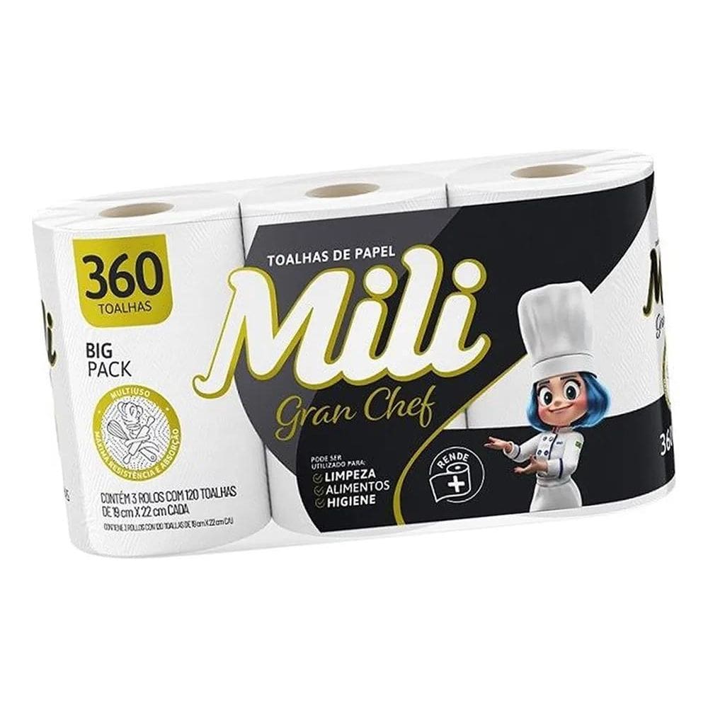 2X Toalha De Papel Branco Mili Gran Chef 3X120 Folhas