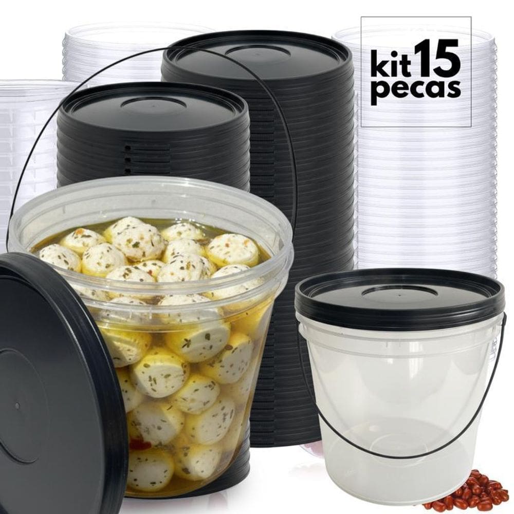 Balde Novo E Atoxico 3.2L Transparente - 15 Pçs