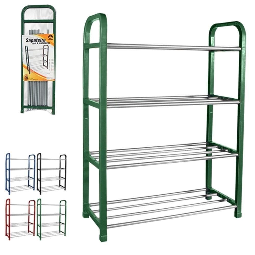 Sapateira 16 Sapatos Desmontável Com 4 Prateleiras Vertical 8 Pares Alumínio
