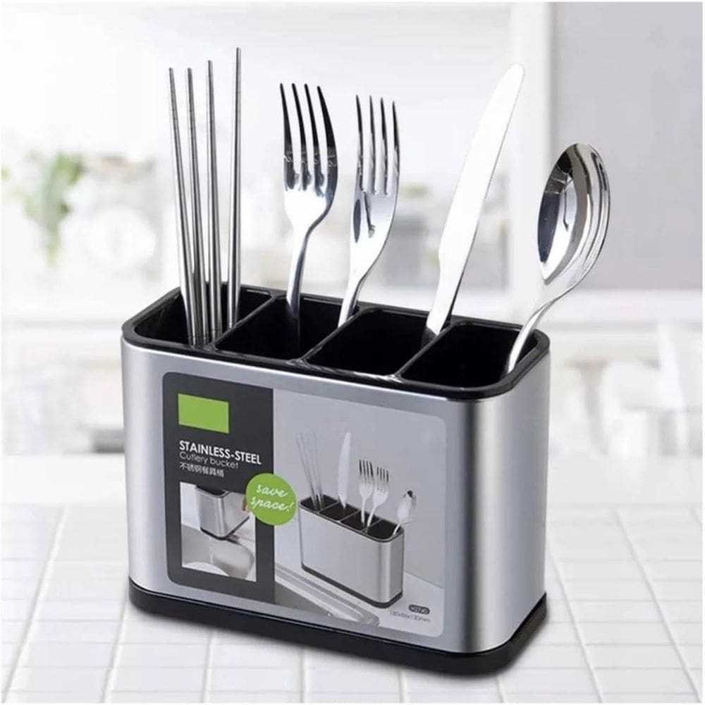 Escorredor Porta Talheres Pia Silver Inox Aço Inoxidável 316