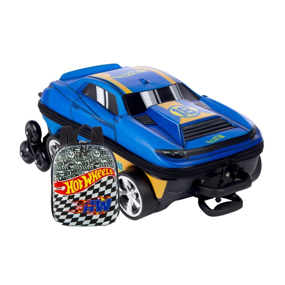 Kit Mochila 3d Rodas e Lancheira Hot Wheels D Muscle Azul