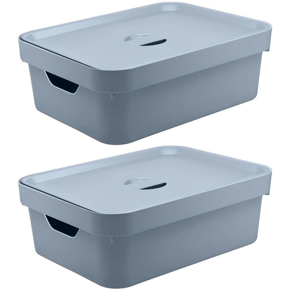 2X Caixa Plastica Multiuso Organizadora 10,5L Ou Cube Azul