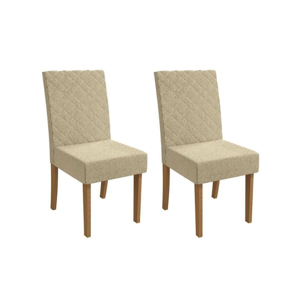 Kit 2 Cadeiras De Cozinha 2cad133 2 Un Canela-boucle Bege - Kappesberg