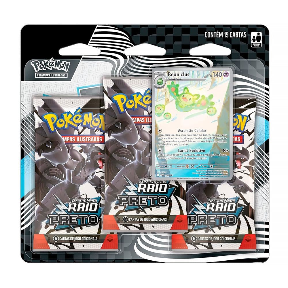 Blister Triplo Pokémon EV10.5 Raio Preto Reuniclus 19 Cartas 10128 35895 - Copag