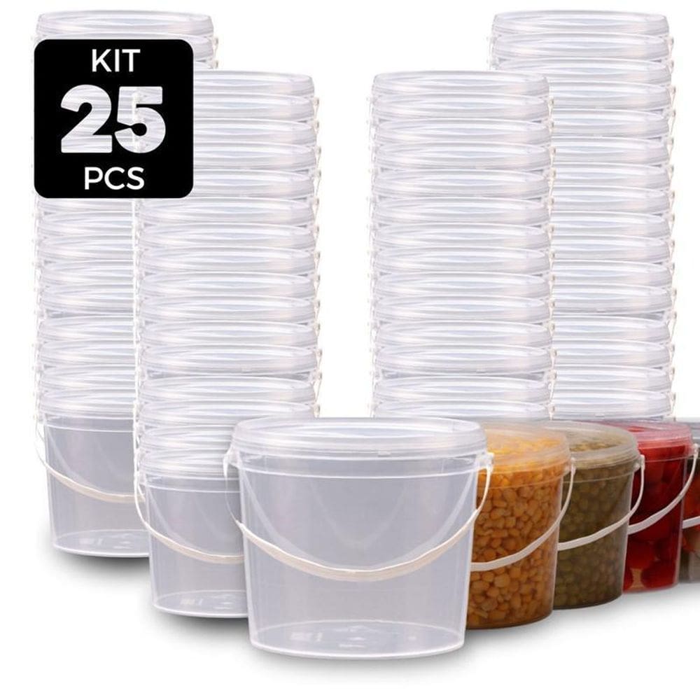 Balde 1.8L Transparente Para Armazenar Alimentos 25 Pçs