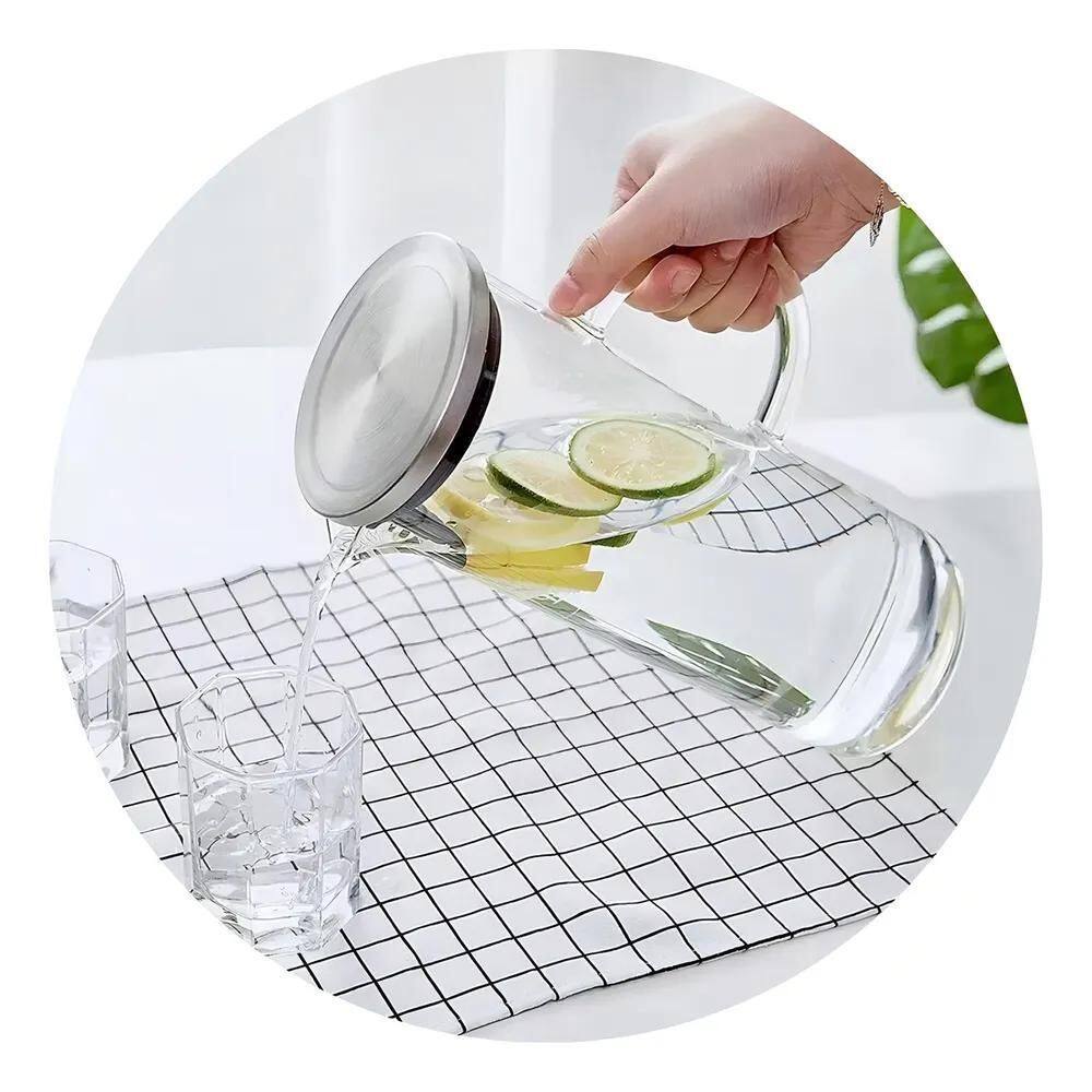 Jarra Vidro Borossilicato 1,5L Tampa Inox Resistente Cor Tra