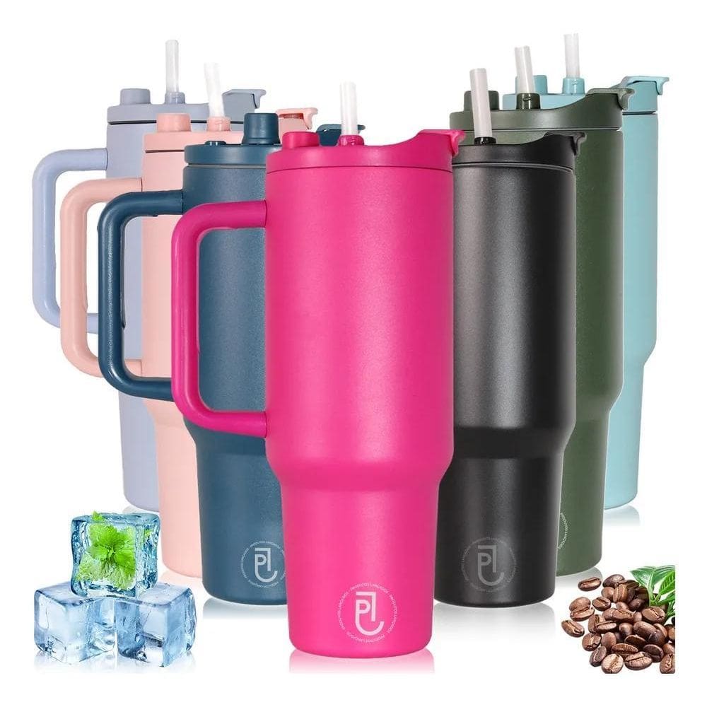 Copo Térmico Com Canudo E Tampa 1200Ml Grande Anti-Vazamento