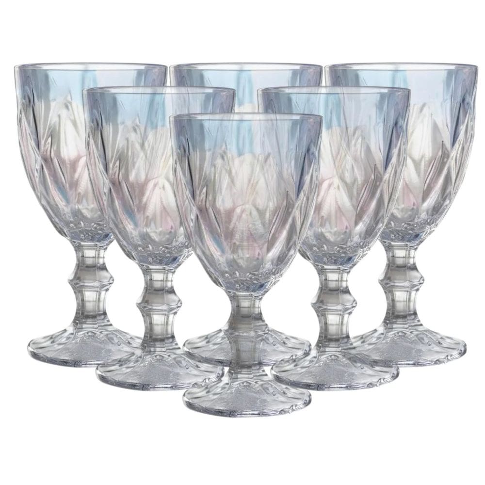 Jogo Com 6 Taças Diamond De Vidro Rainbow 340ml