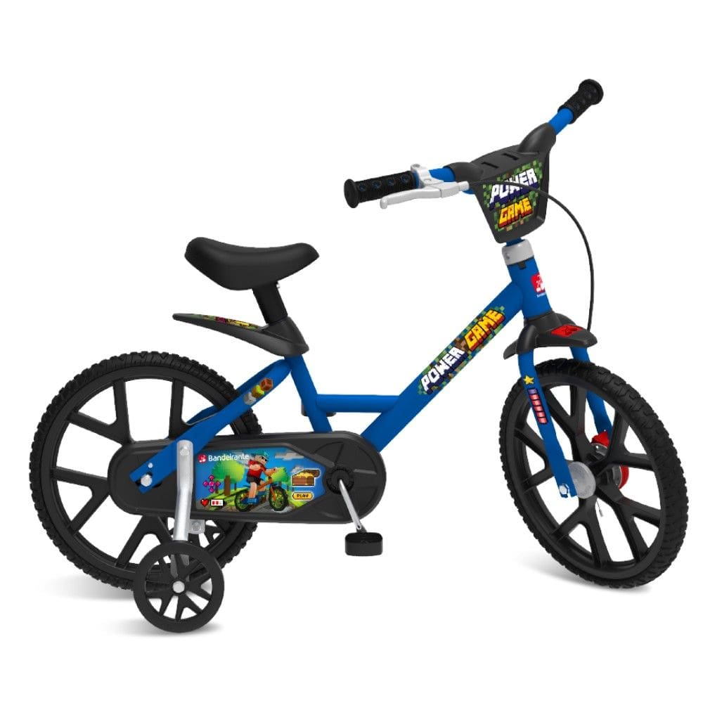 Bicicleta Infantil Aro 14 Power Game Azul e Preto Bandeirante