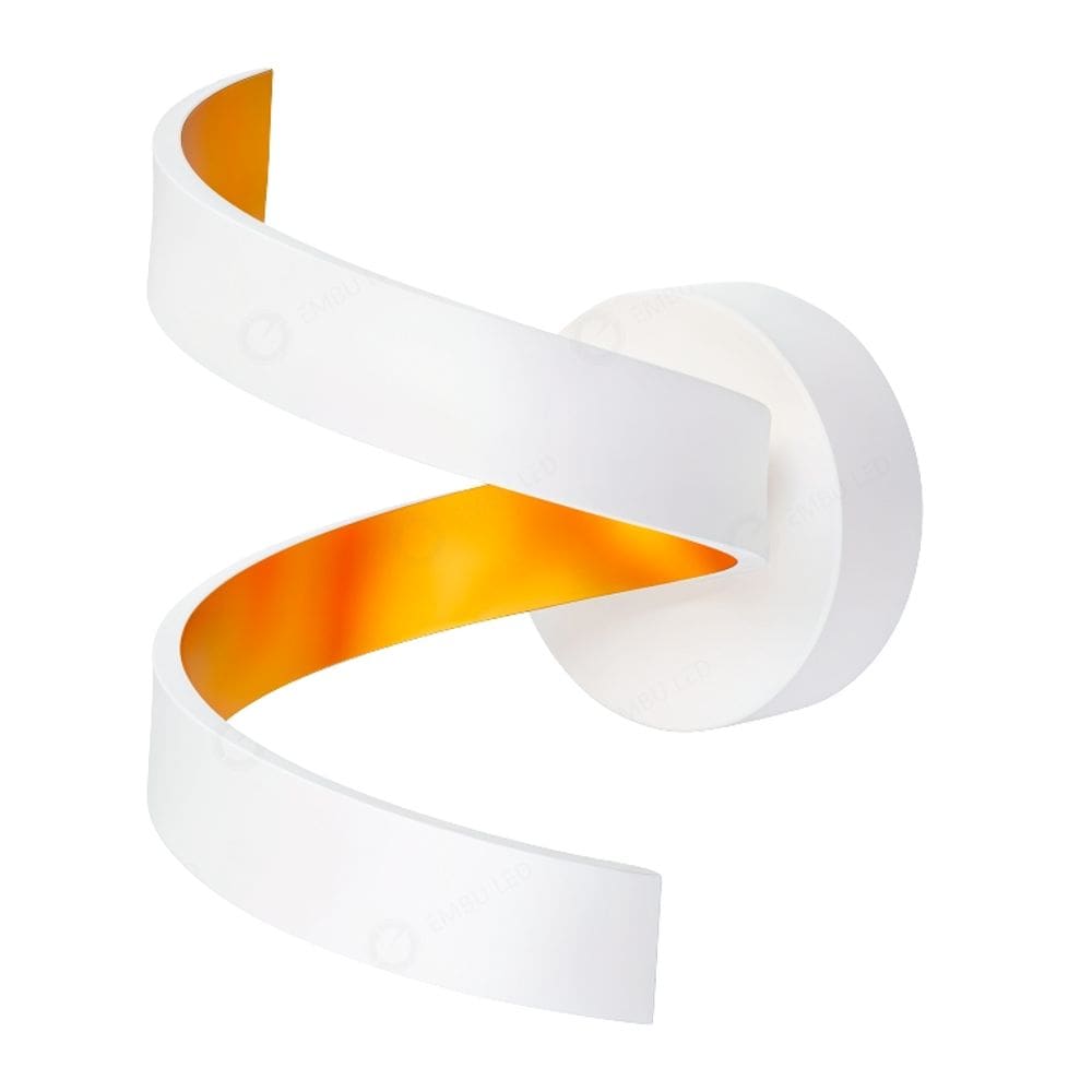 Arandela Helix Espiral Branco e Dourado 15cm Led 6W 3 em 1 Bivolt