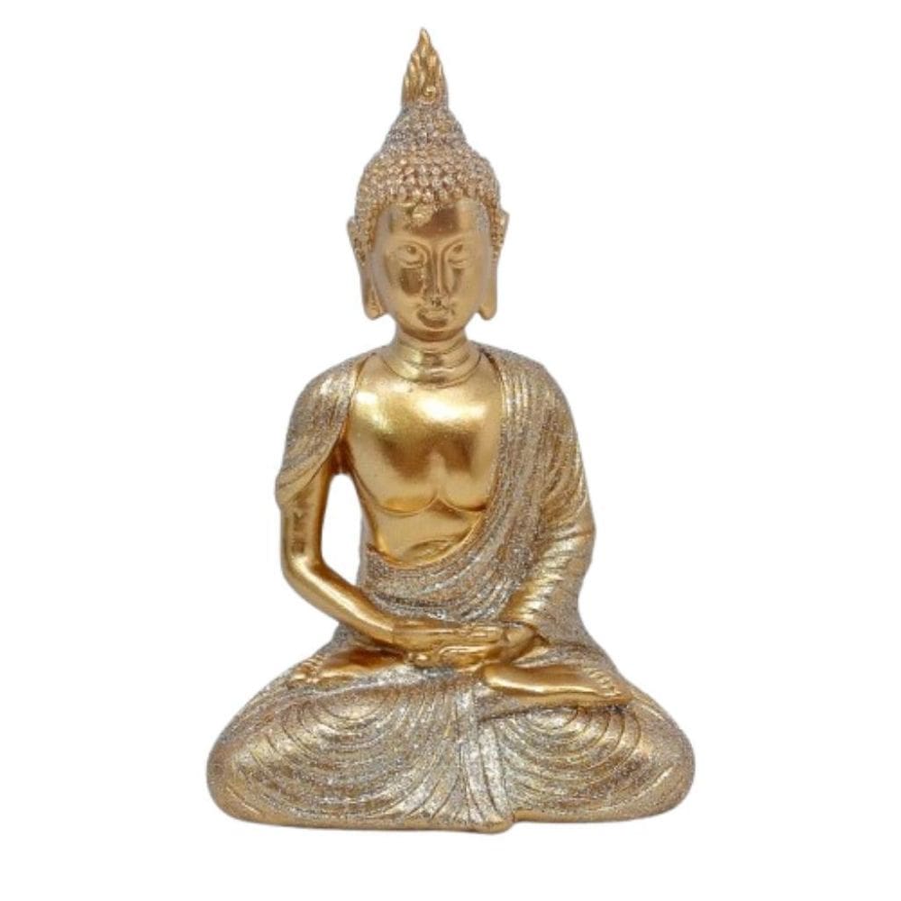 Estátua De Buda Hindu Dourado Resina 12 Cm Altura Mresb86