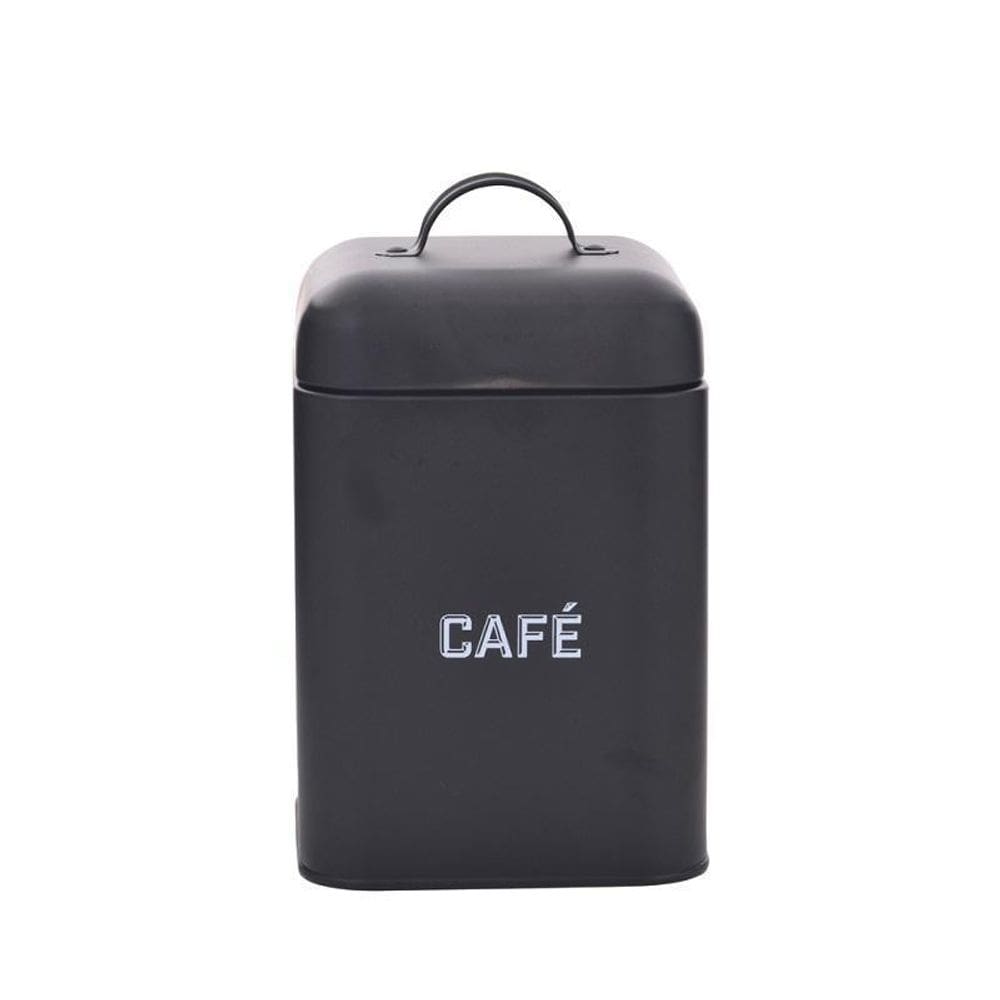 Lata Cafe Retro Preta 12X19X12Cm Aco Carb