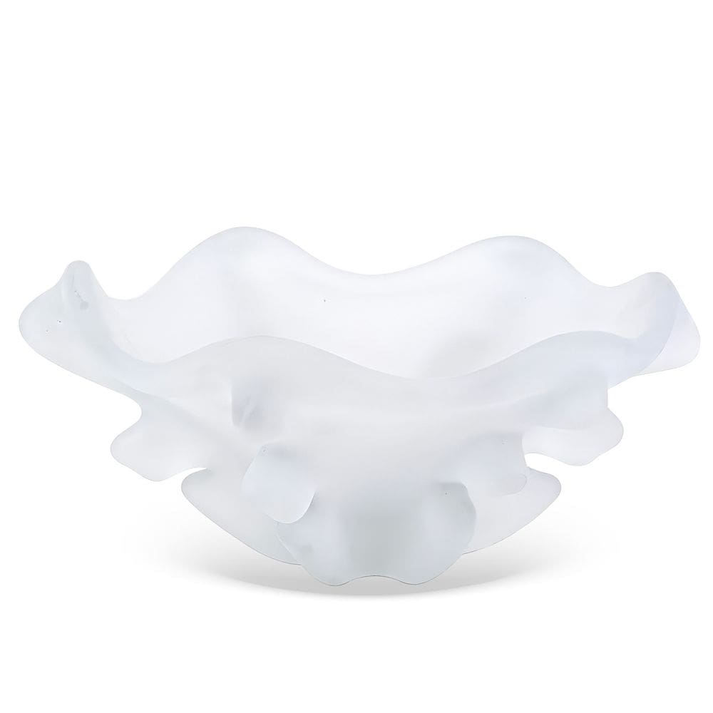 Centro de Mesa Decorativo Curvas em Vidro Branco Fosco 30cm OD0225 BTC