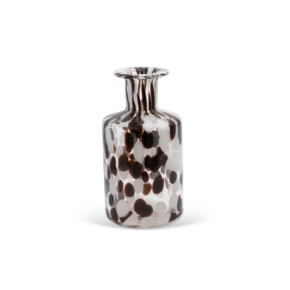 Vaso Decorativo de Vidro Branco e Marrom 17cm AP0015 BTC