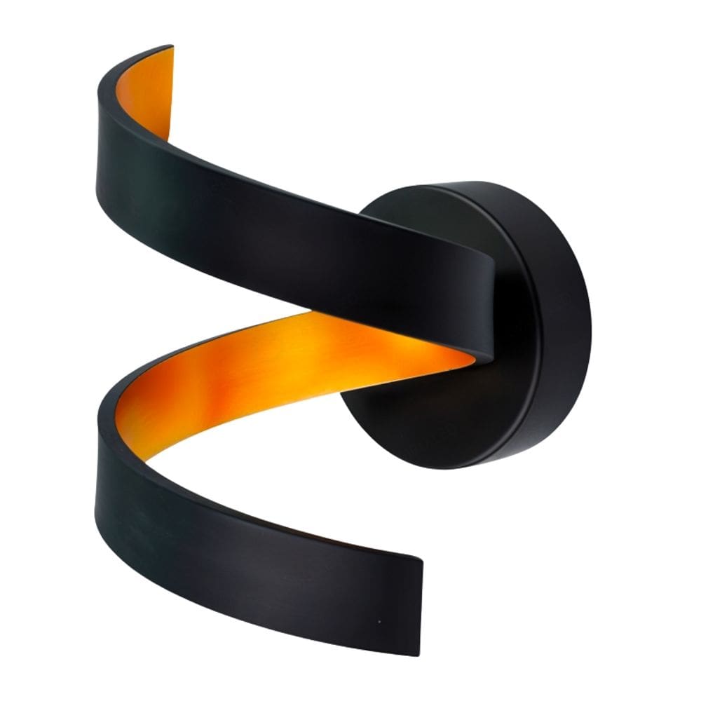 Arandela Helix Espiral Preto e Dourado 15cm Led 6W 3 em 1 Bivolt