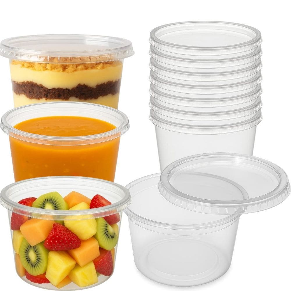 Kit Pote Descartável 500Ml Com Tampa Transparente 25 Un.