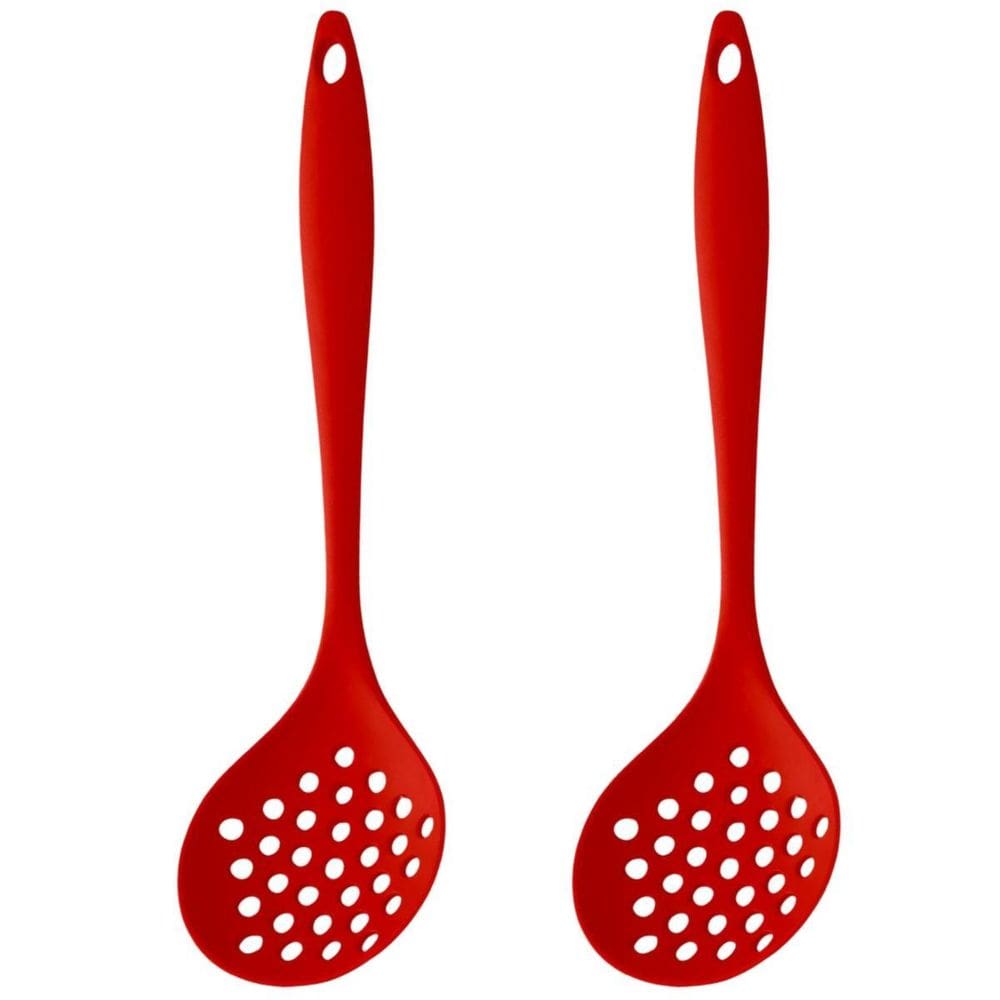 Escumadeira De Silicone Vermelha Grande Kit 02 Un