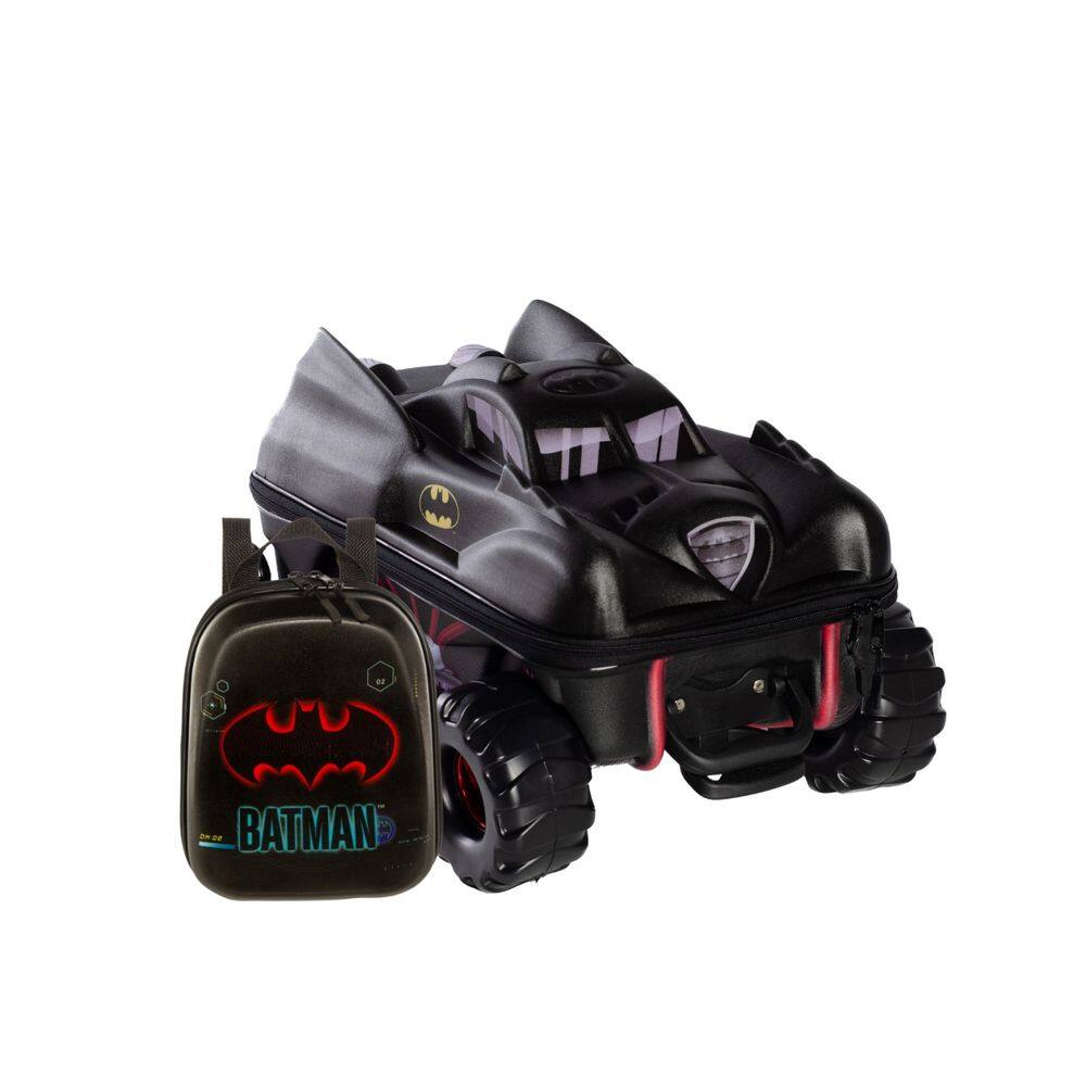 Mochila Rodas Triplas 3D Lancheira Batman Monster Wheels